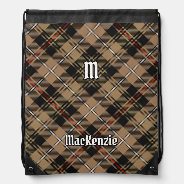 Clan MacKenzie Hunting Brown Tartan Drawstring Bag (Front)