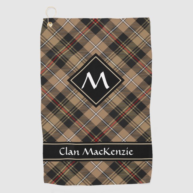 Clan MacKenzie Hunting Brown Tartan Golf Towel (Front)