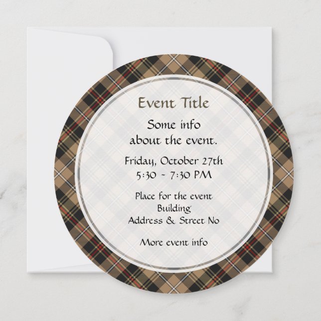 Clan MacKenzie Hunting Brown Tartan Invitation (Back)
