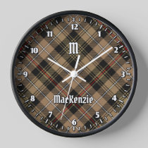 Clan MacKenzie Hunting Brown Tartan Large Clock