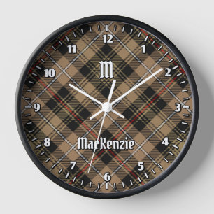 Clan MacKenzie Hunting Brown Tartan Large Clock
