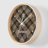 Clan MacKenzie Hunting Brown Tartan Large Clock (Angle)