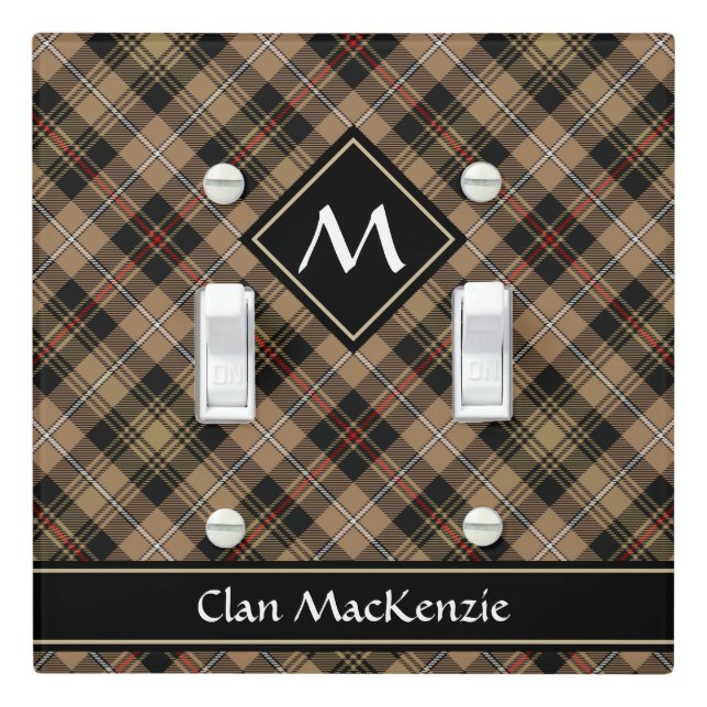 Clan MacKenzie Hunting Brown Tartan Light Switch Cover (In Situ)