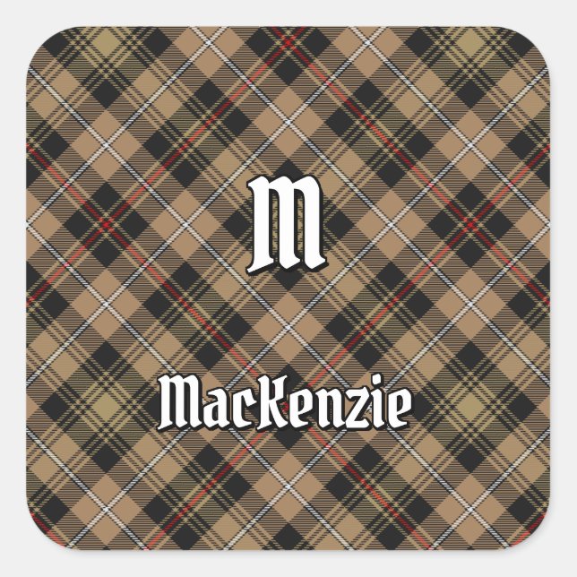 Clan MacKenzie Hunting Brown Tartan Square Sticker (Front)