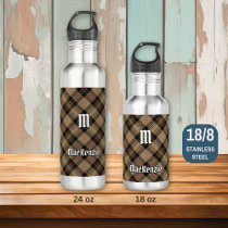 Clan MacKenzie Hunting Brown Tartan Stainless Steel Water Bottle
