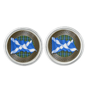 Clan MacKenzie Tartan Knot & Flag Cufflinks