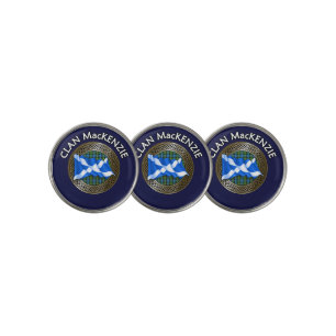 Clan MacKenzie Tartan Knot & Flag Golf Ball Marker