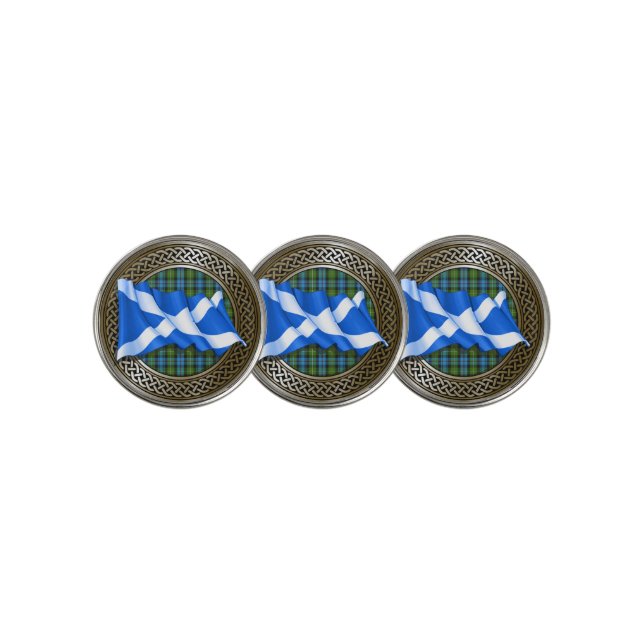 Clan MacKenzie Tartan Knot & Flag Golf Ball Marker (3 Up)