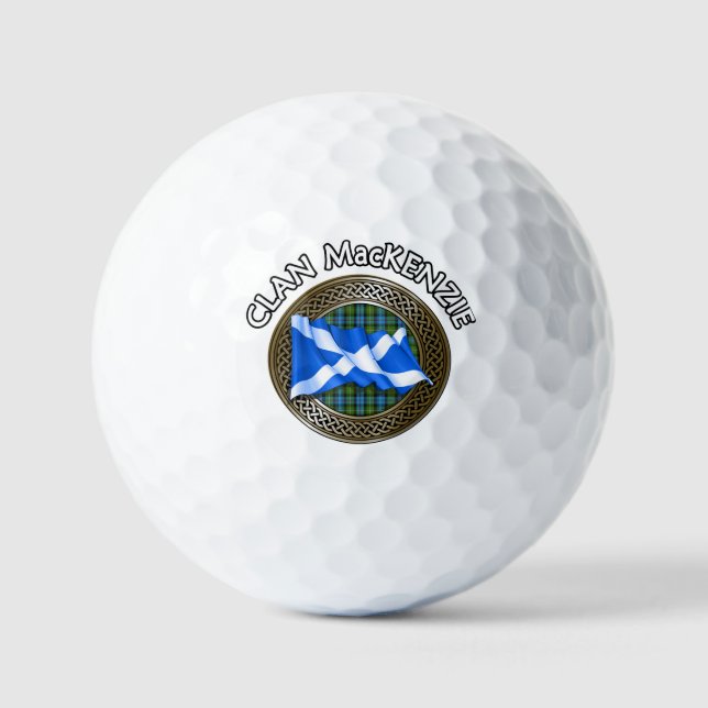Clan MacKenzie Tartan Knot & Flag Golf Balls (Front)