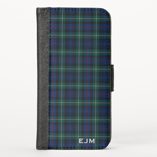 Clan Mackenzie Tartan Scottish Plaid Monogram iPhone Wallet Case (Front)