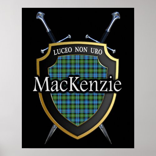 Clan MacKenzie Tartan Scottish Shield  Swords Poster