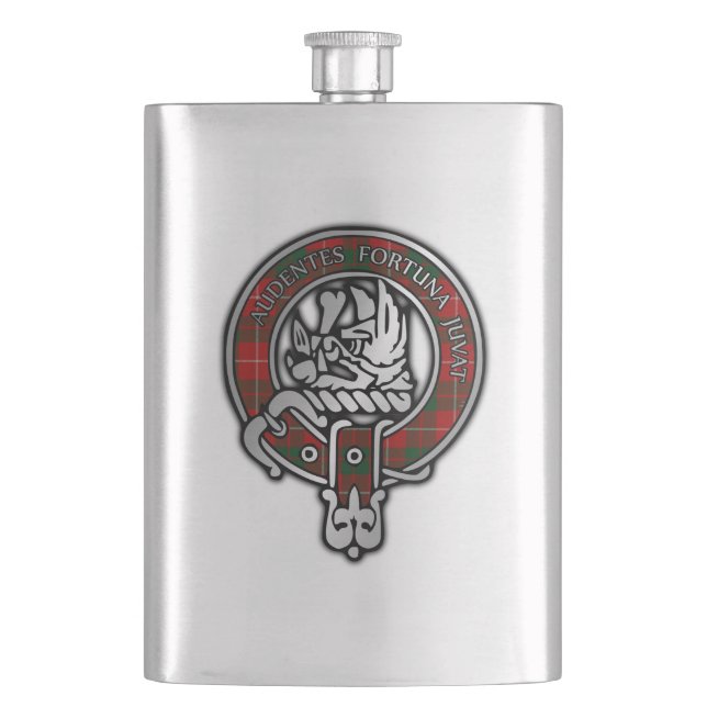 Clan MacKinnon Crest & Tartan Flask (Front)