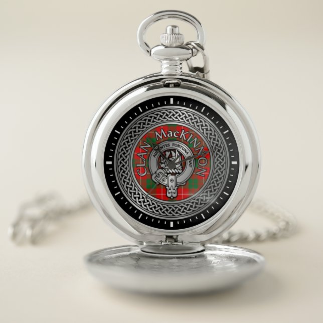 Clan MacKinnon Crest & Tartan Knot Pocket Watch (Inside)