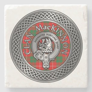 Clan MacKinnon Crest & Tartan Knot Stone Coaster