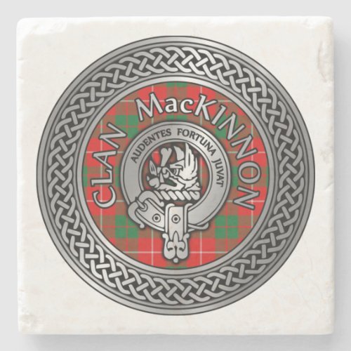 Clan MacKinnon Crest  Tartan Knot Stone Coaster