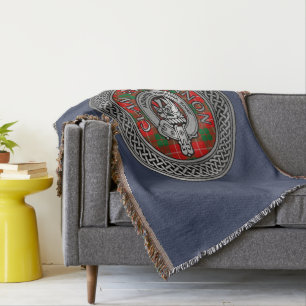 Clan MacKinnon Crest & Tartan Knot Throw Blanket