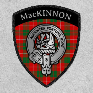 Clan MacKinnon Crest & Tartan Shield Patch