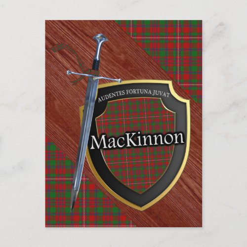 Clan MacKinnon Tartan Sword  Shield Postcard