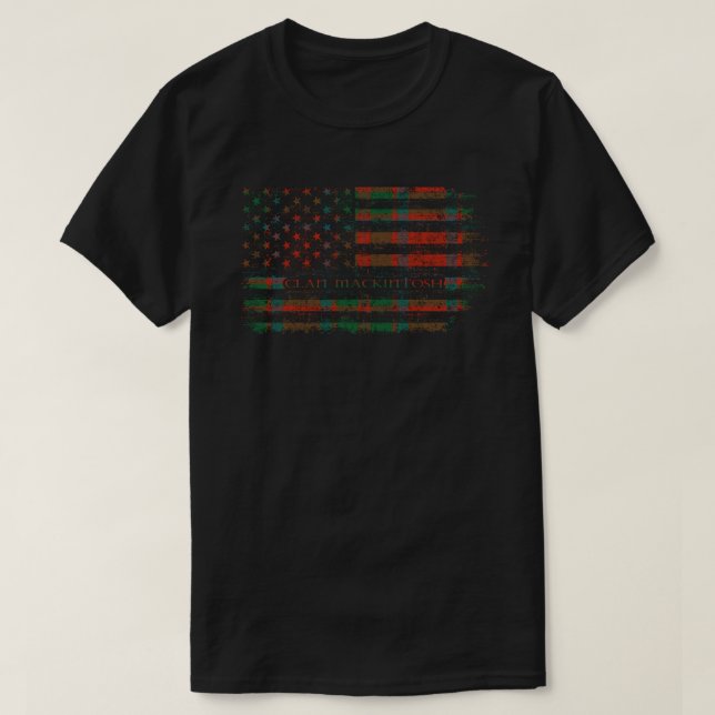 Clan Mackintosh Scottish tartan US flag kilt Scotl T-Shirt (Design Front)