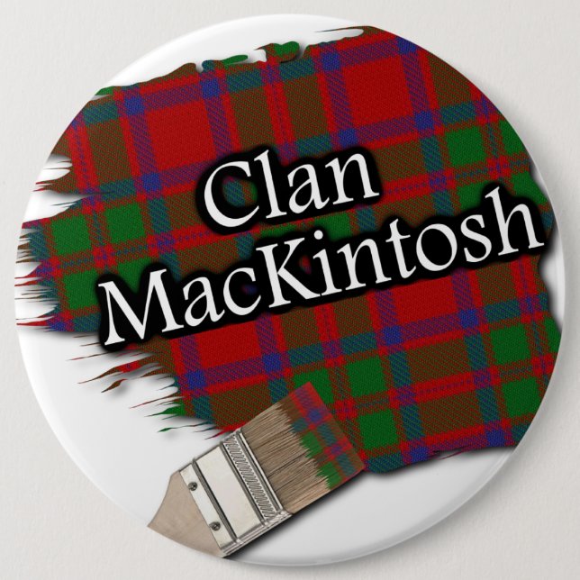 Clan MacKintosh Tartan Paint Brush Button (Front)