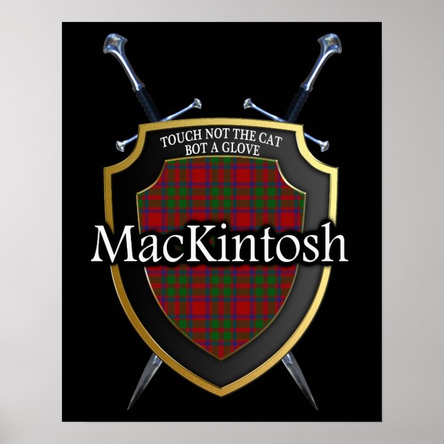 Clan MacKintosh Tartan Scottish Shield & Swords Poster (Front)