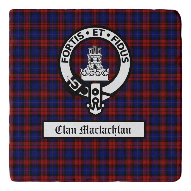 Clan Maclachlan Crest Badge & Tartan Trivet (Front)