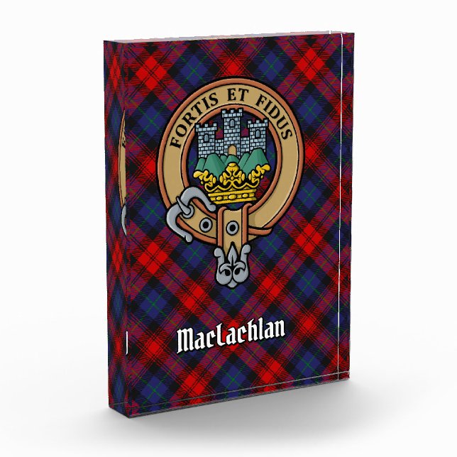 Clan MacLachlan Crest over Tartan Acrylic Award (Left)