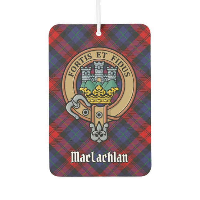 Clan MacLachlan Crest over Tartan Air Freshener (Front)