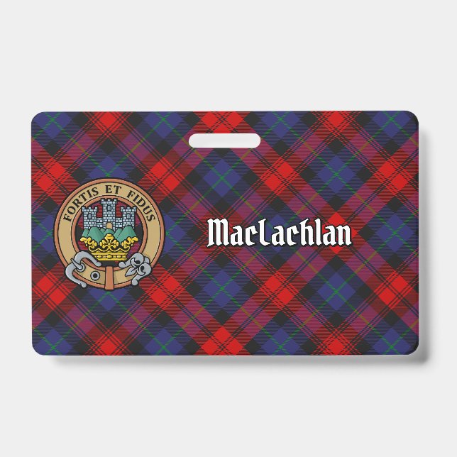 Clan MacLachlan Crest over Tartan Badge (Front)