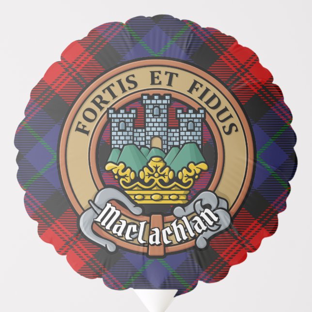 Clan MacLachlan Crest over Tartan Balloon (Front)