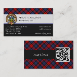 Clan MacLachlan Crest over Tartan Business Card