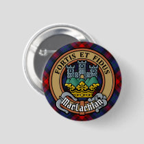 Clan MacLachlan Crest over Tartan Button
