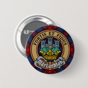 Clan MacLachlan Crest over Tartan Button