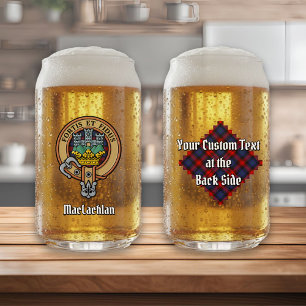 Clan MacLachlan Crest over Tartan Can Glass