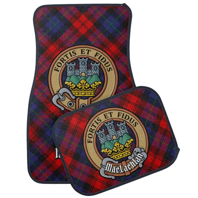 Clan MacLachlan Crest over Tartan Car Floor Mat (Set)