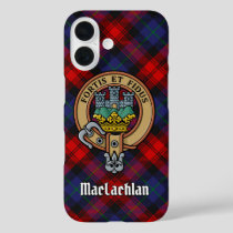 Clan MacLachlan Crest over Tartan iPhone 16 Case