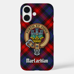 Clan MacLachlan Crest over Tartan iPhone 16 Case