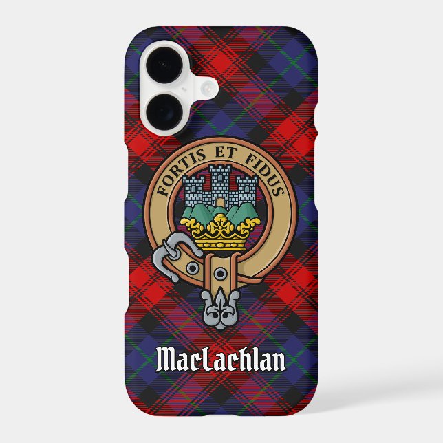 Clan MacLachlan Crest over Tartan Case-Mate iPhone Case (Back)