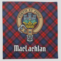 Clan MacLachlan Crest over Tartan Cloth Napkin