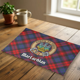 Clan MacLachlan Crest over Tartan Cloth Placemat