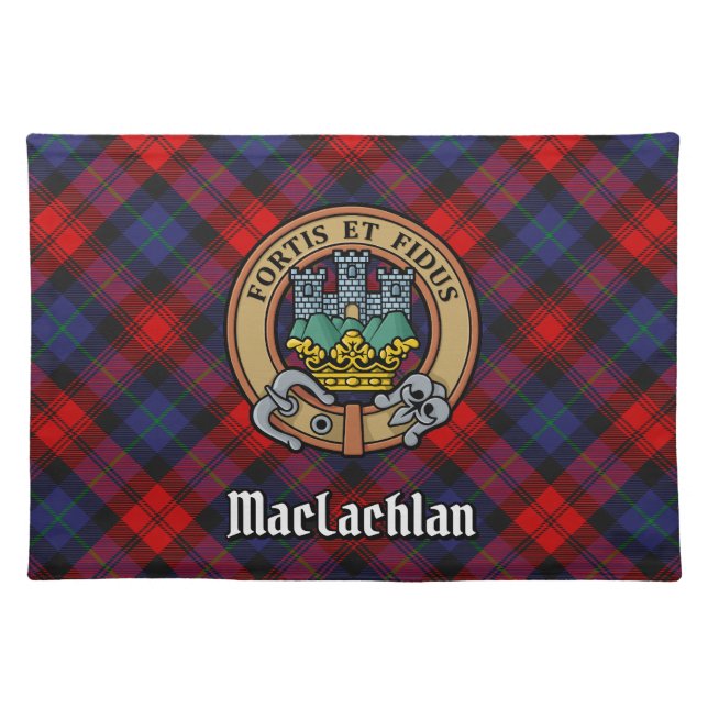 Clan MacLachlan Crest over Tartan Cloth Placemat (Front)