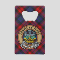 Clan MacLachlan Crest over Tartan Credit Card Bottle Opener