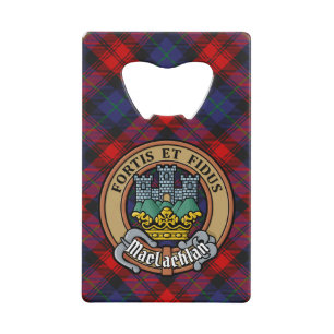Clan MacLachlan Crest over Tartan Credit Card Bottle Opener