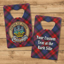Clan MacLachlan Crest over Tartan Credit Card Bottle Opener