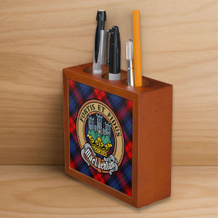 Clan MacLachlan Crest over Tartan Desk Organizer