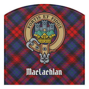 Clan MacLachlan Crest over Tartan Door Sign