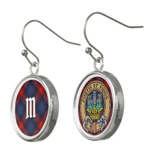 Clan MacLachlan Crest over Tartan Earrings