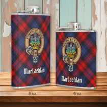 Clan MacLachlan Crest over Tartan Flask