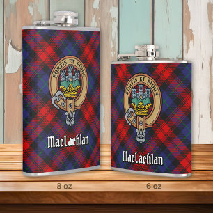 Clan MacLachlan Crest over Tartan Flask