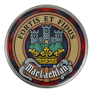 Clan MacLachlan Crest over Tartan Golf Ball Marker